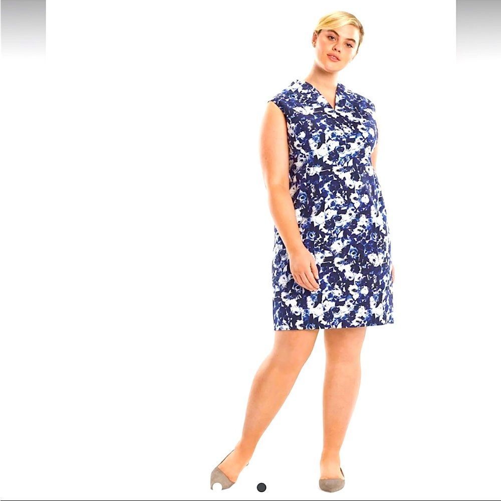 NWT M.M. Lafleur Aditi Dress Blue Floral Cotton Size +2